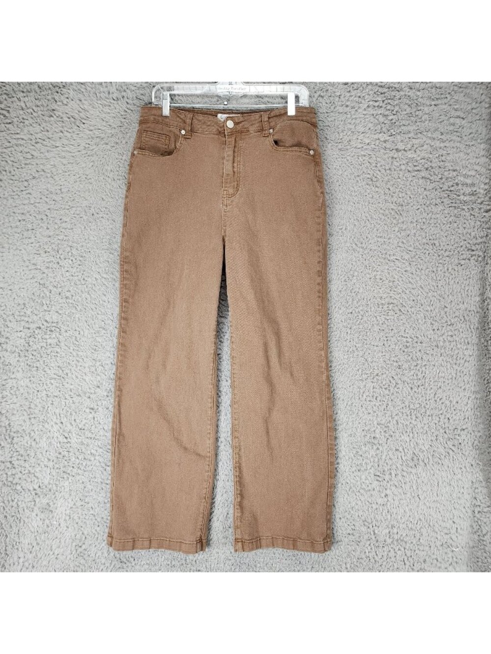 Ettelo Jeans Womens 14 Brown Stretch Denim High Rise Wide Leg